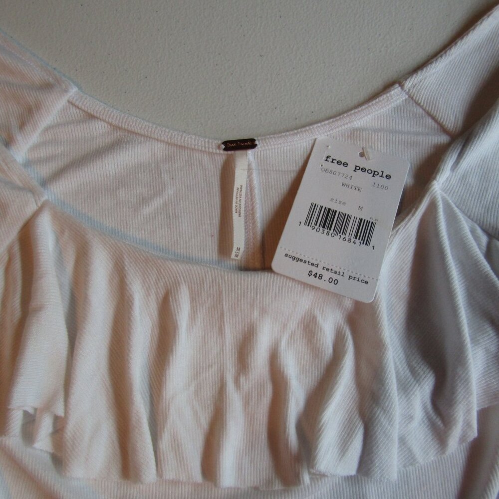 Free people Last Call White Ribbed Top M - Picture 7 of 9